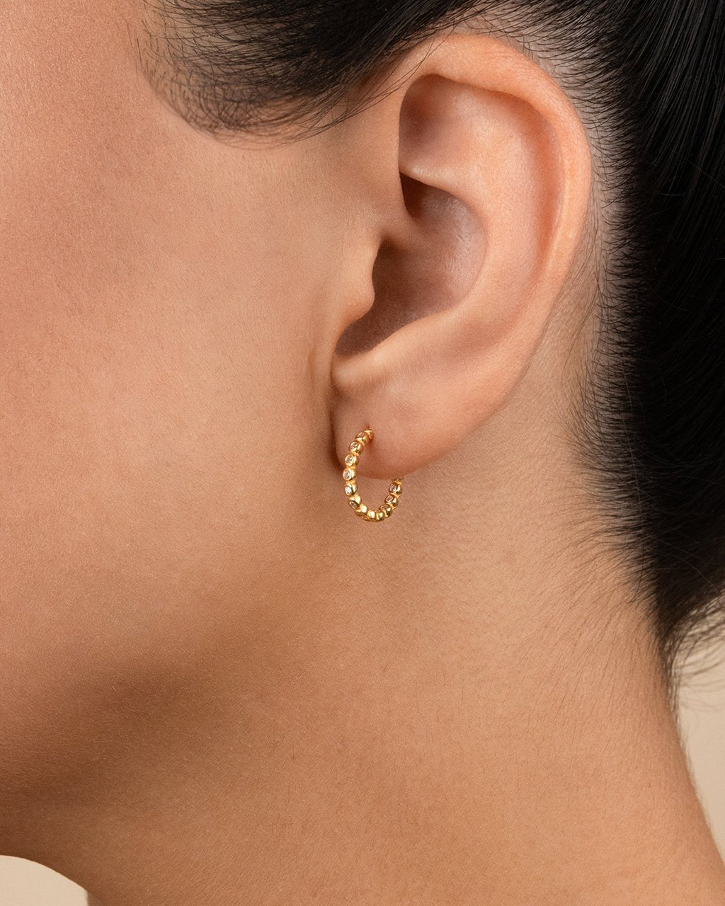 Sterling Silver Bezel Statement Bubble Hoops - Sterling Forever