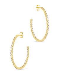 Sterling Silver Bezel Statement Bubble Hoops - Sterling Forever