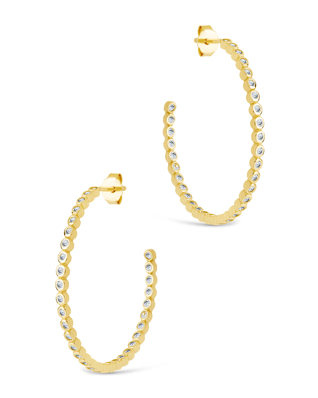 Sterling Silver Bezel Statement Bubble Hoops - Sterling Forever