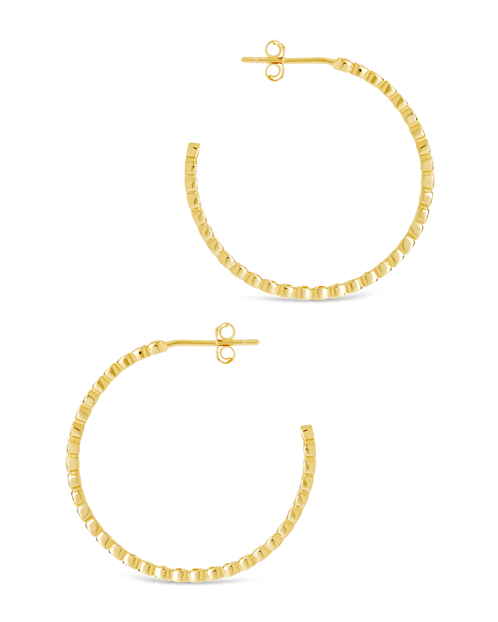 Sterling Silver Bezel Statement Bubble Hoops - Sterling Forever