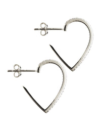 Sterling Silver Jessica Textured Heart Huggie Earrings