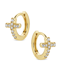 Natasha Pavé Cross Hoops