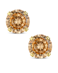 Sterling Silver 7mm Champagne CZ Stud Earrings