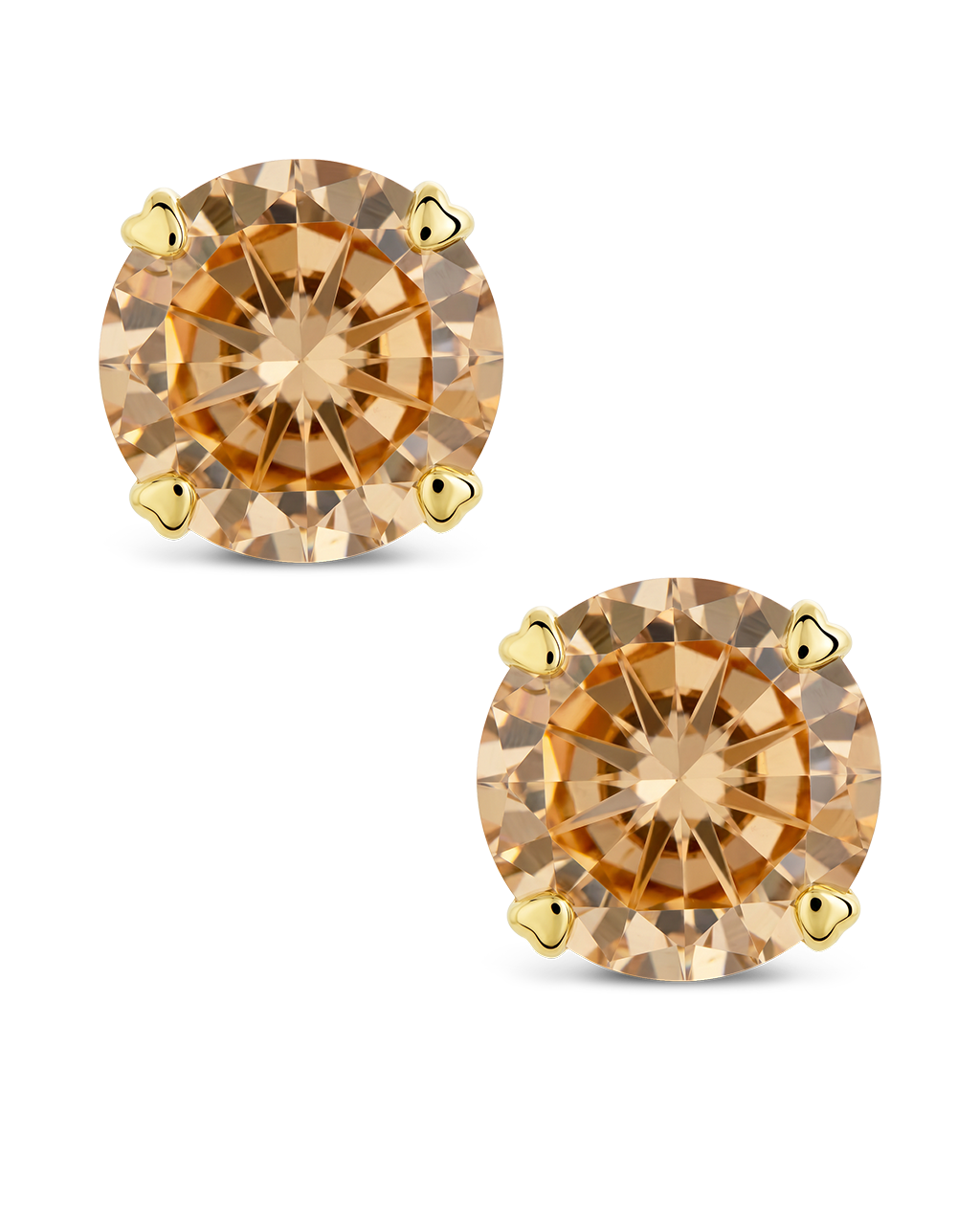 Sterling Silver 7mm Champagne CZ Stud Earrings