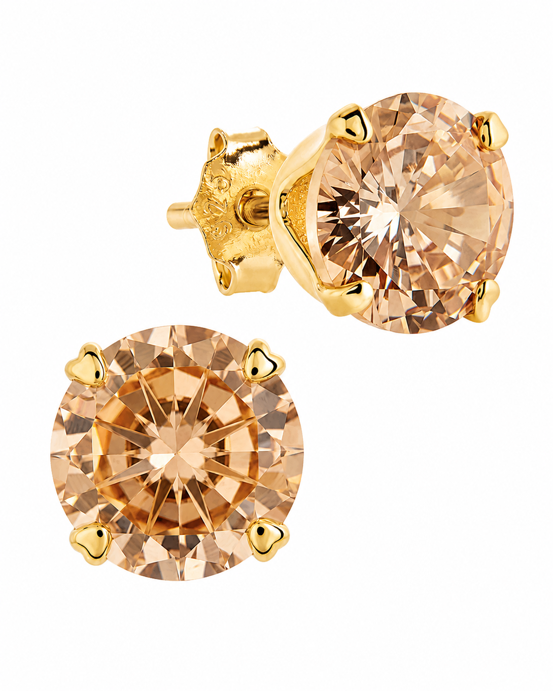 Sterling Silver 7mm Champagne CZ Stud Earrings