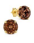 Sterling Silver 7mm Chocolate CZ Stud Earrings