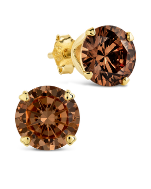 Sterling Silver 7mm Chocolate CZ Stud Earrings