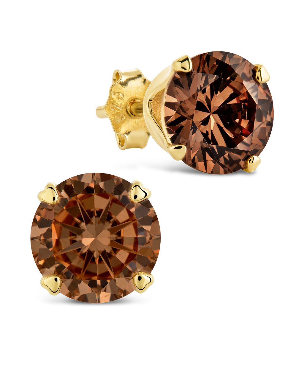Sterling Silver 7mm Chocolate CZ Stud Earrings