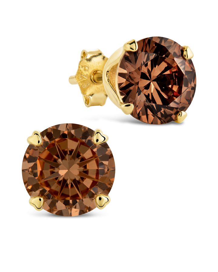 Sterling Silver 7mm Chocolate CZ Stud Earrings