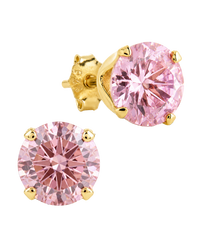 Sterling Silver 7mm Pink Sapphire CZ Stud Earrings