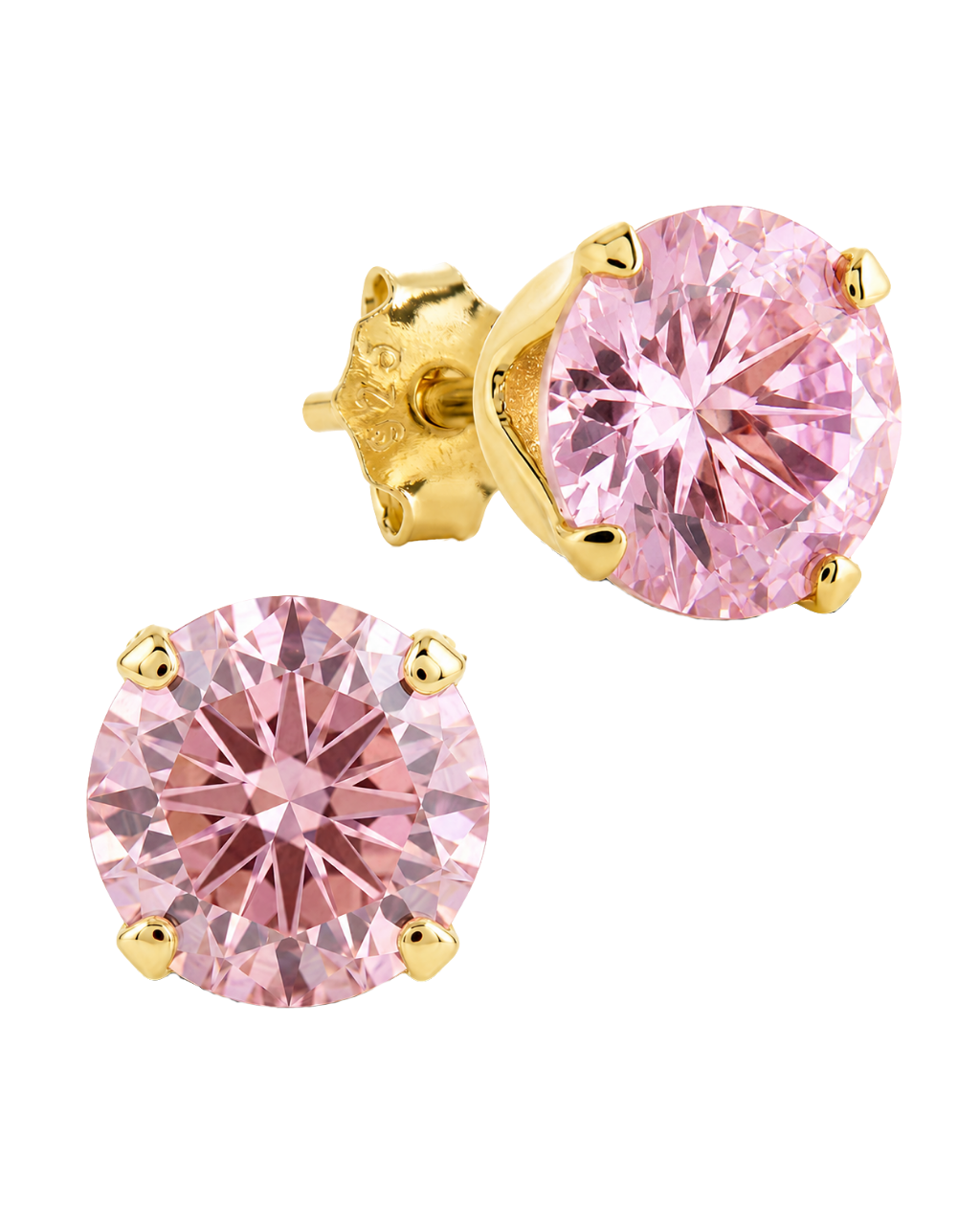 Sterling Silver 7mm Pink Sapphire CZ Stud Earrings