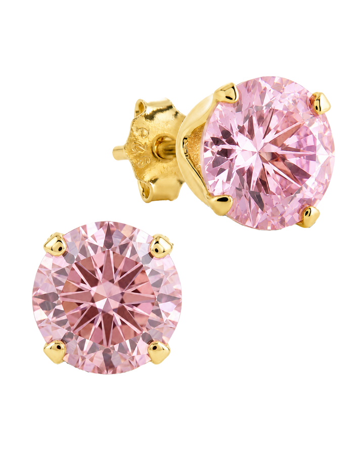 Sterling Silver 7mm Pink Sapphire CZ Stud Earrings