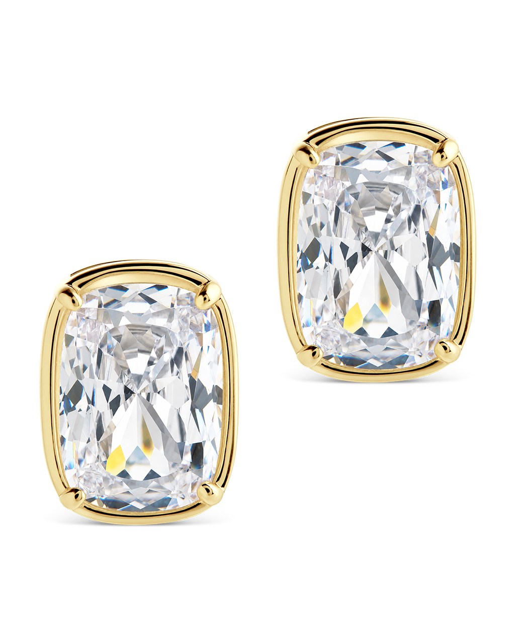 Sterling Silver Elongated Cushion Studs