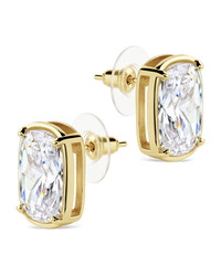 Sterling Silver Elongated Cushion Studs