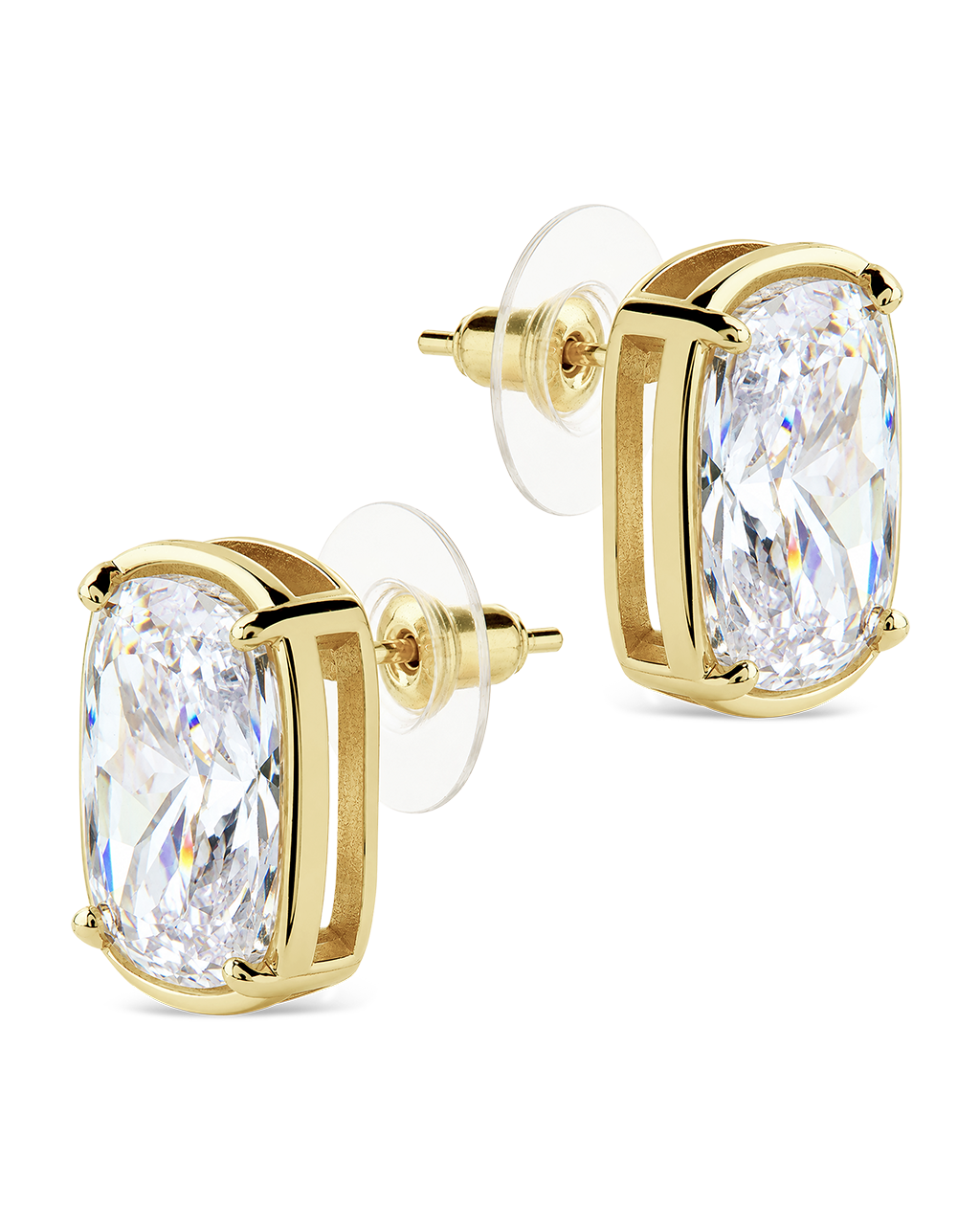 Sterling Silver Elongated Cushion Studs