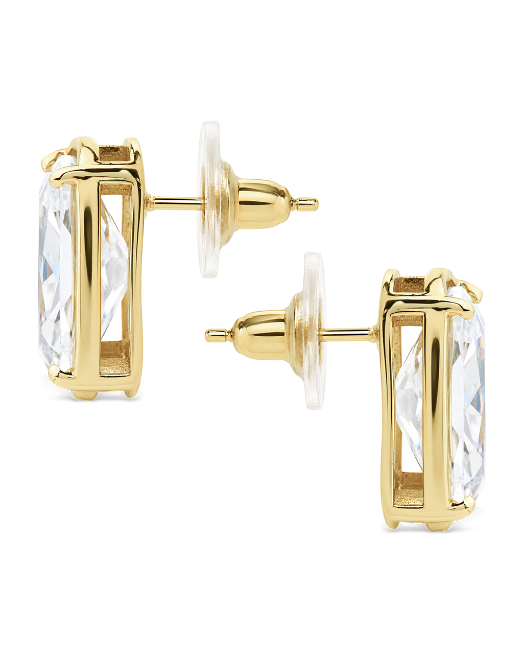 Sterling Silver Elongated Cushion Studs