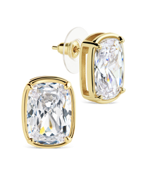 Sterling Silver Elongated Cushion Studs