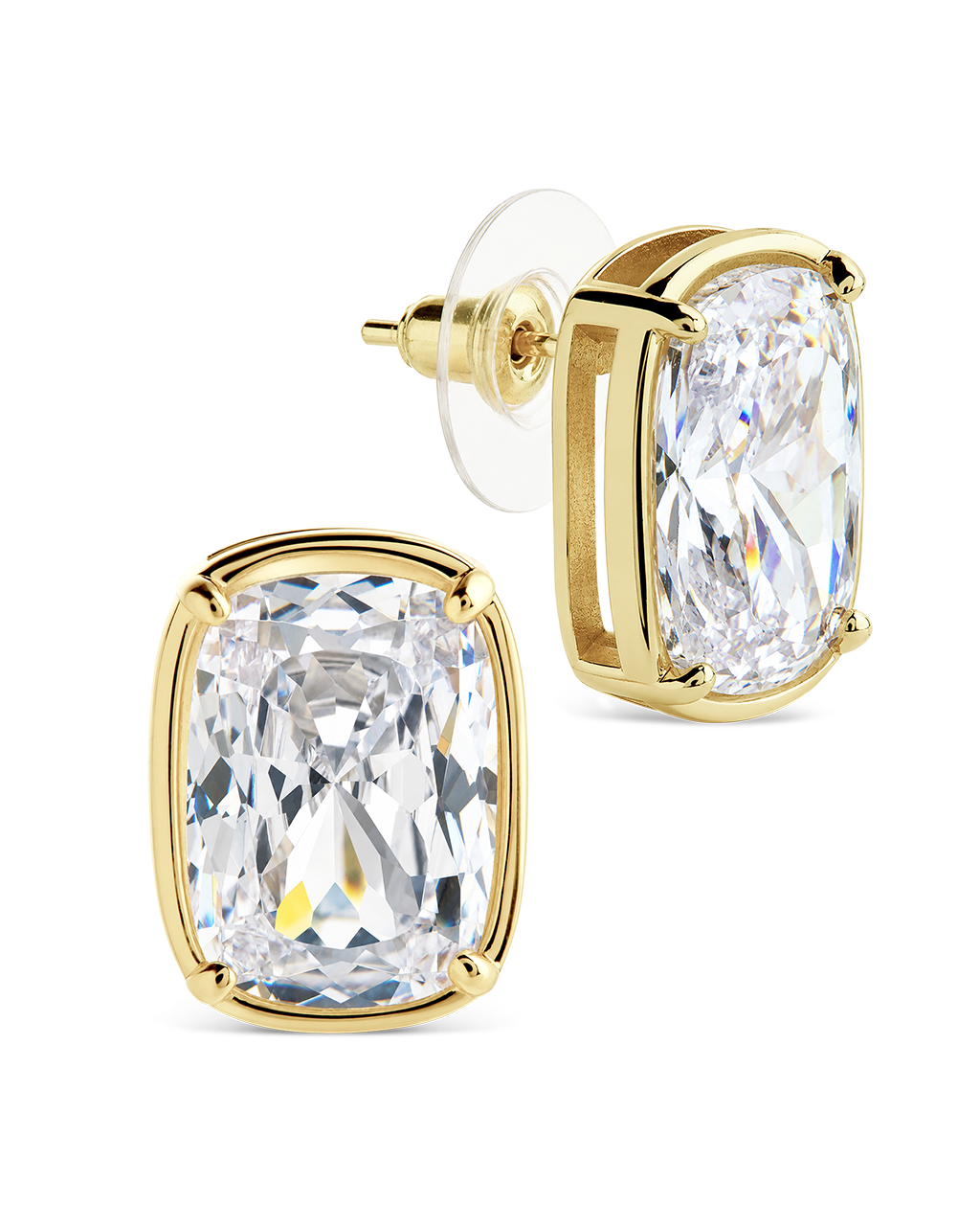 Sterling Silver Elongated Cushion Studs
