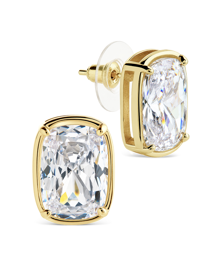 Sterling Silver Elongated Cushion Studs