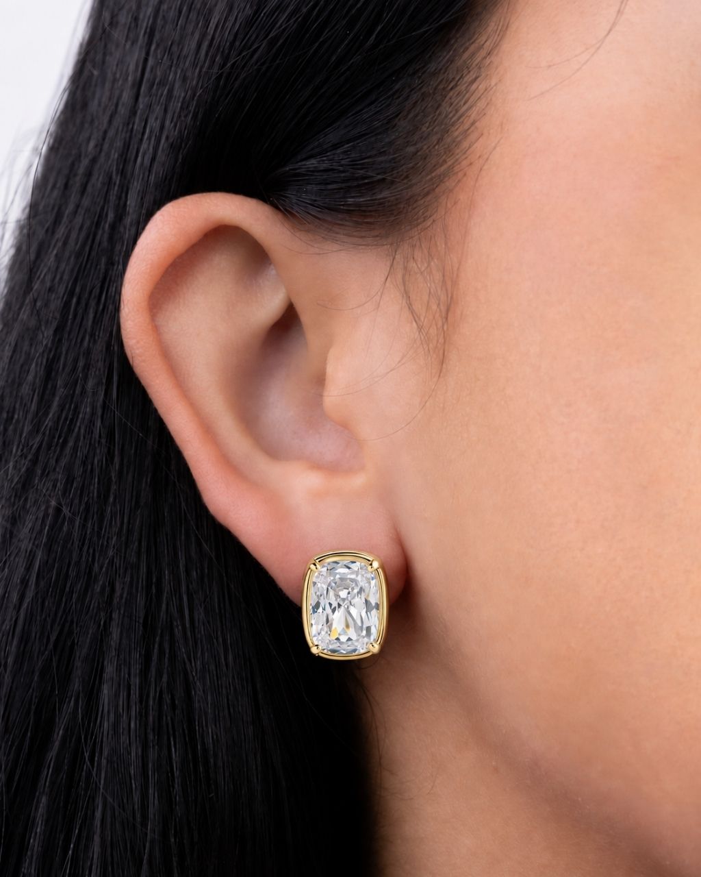 Sterling Silver Elongated Cushion Studs