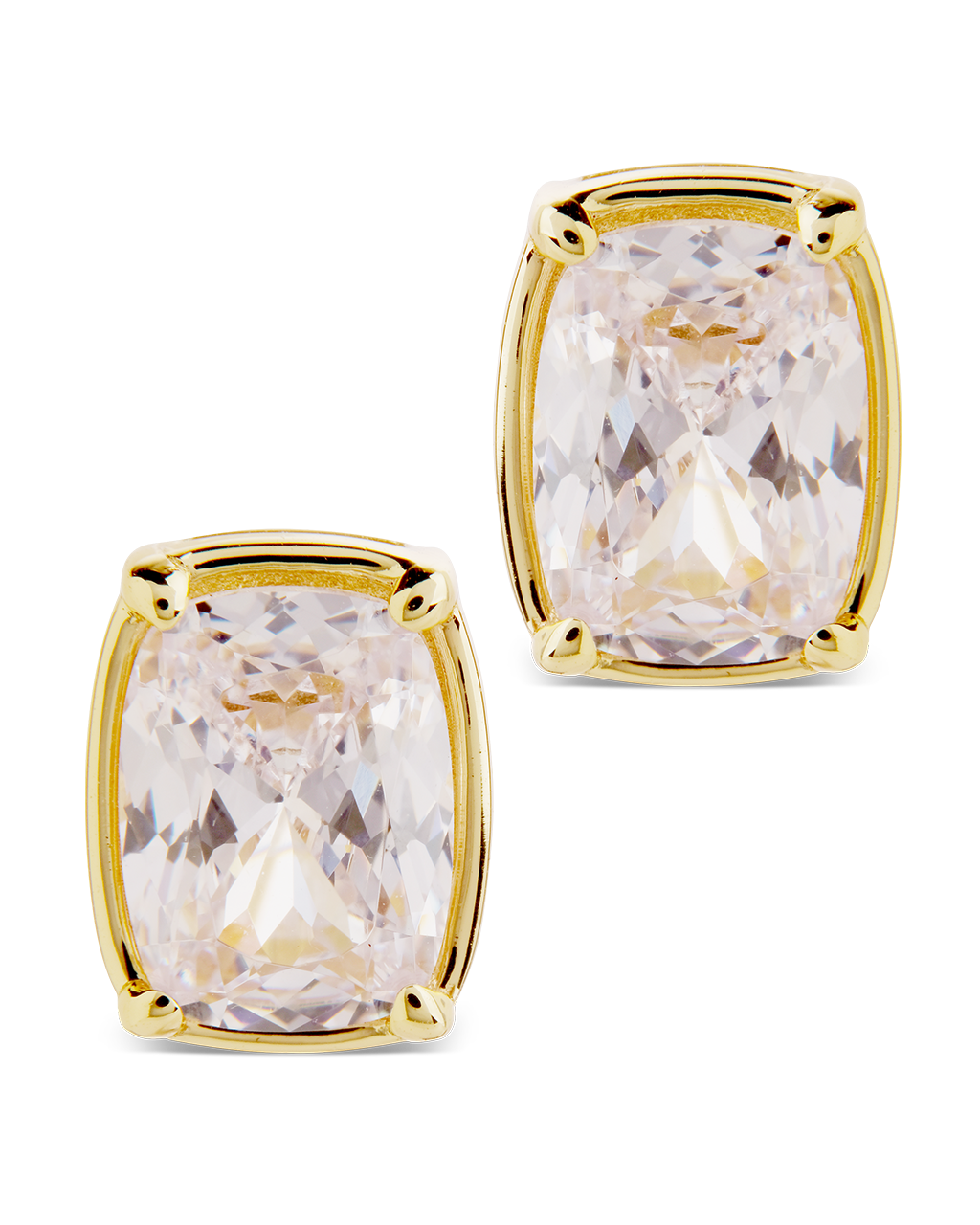 Sterling Silver Mini Elongated Cushion Stud Earrings