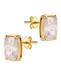 Sterling Silver Mini Elongated Cushion Stud Earrings