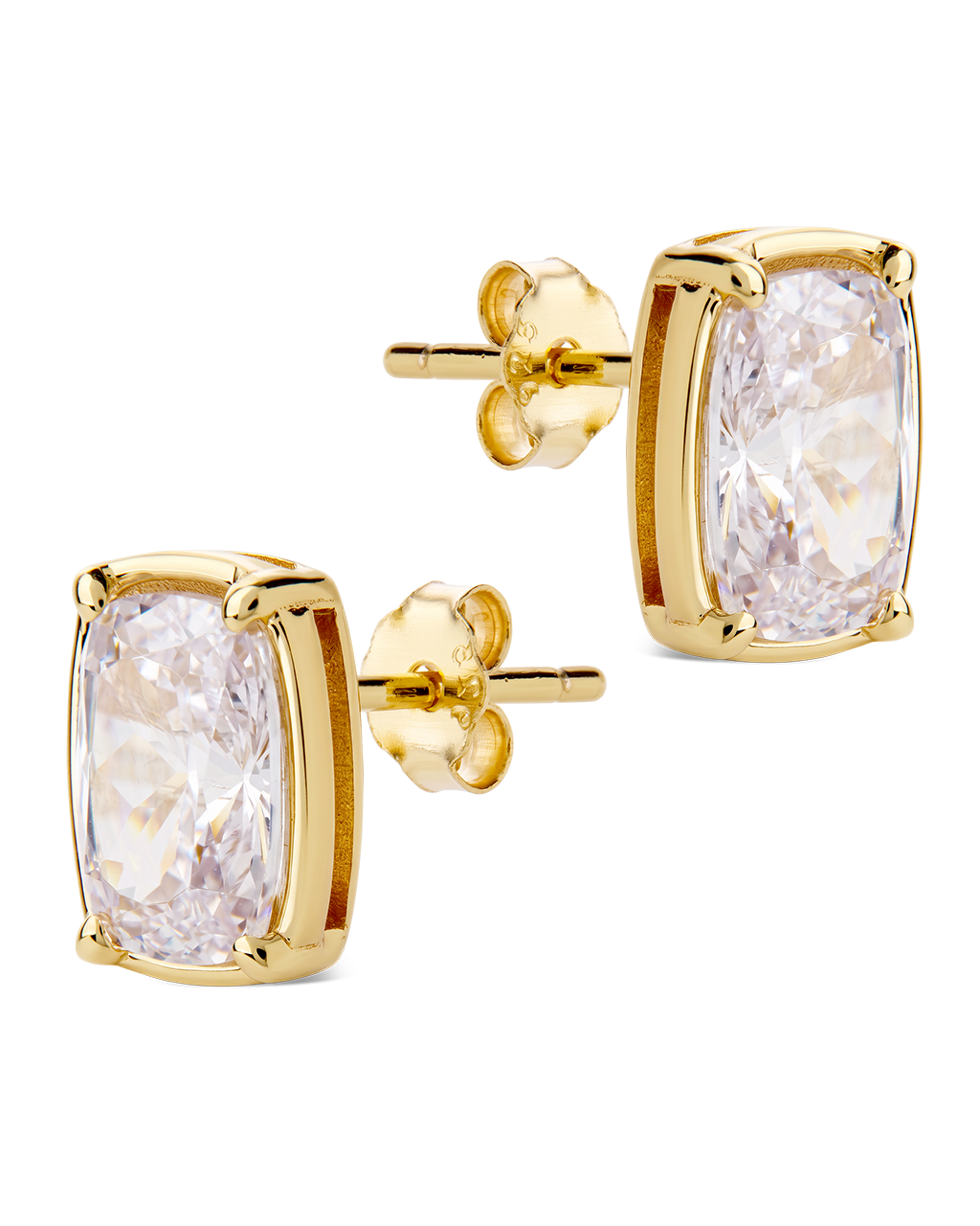 Sterling Silver Mini Elongated Cushion Stud Earrings
