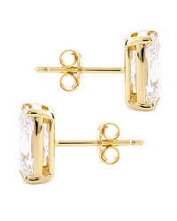 Sterling Silver Mini Elongated Cushion Stud Earrings