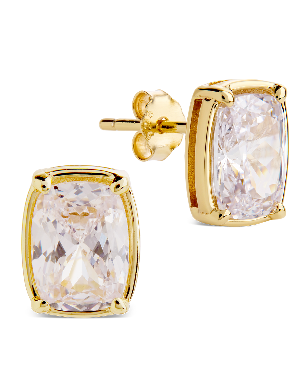 Sterling Silver Mini Elongated Cushion Stud Earrings