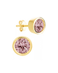Sterling Silver Helene Pink Sapphire Bezel Stud Earrings
