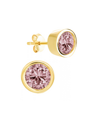 Sterling Silver Helene Pink Sapphire Bezel Stud Earrings
