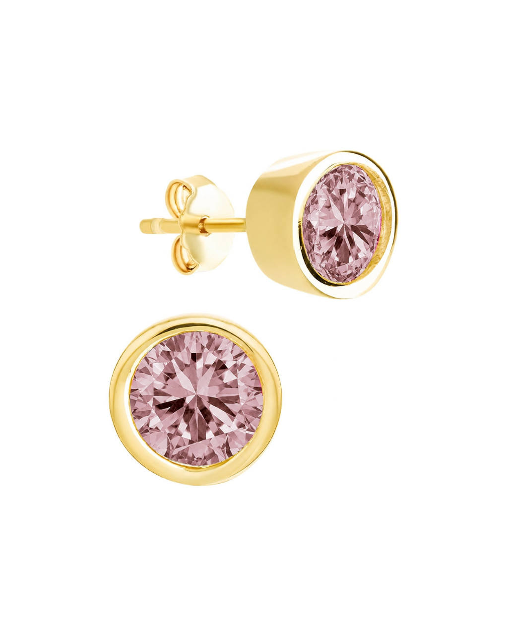 Sterling Silver Helene Pink Sapphire Bezel Stud Earrings