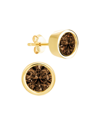 Sterling Silver Helene Chocolate Bezel Stud Earrings