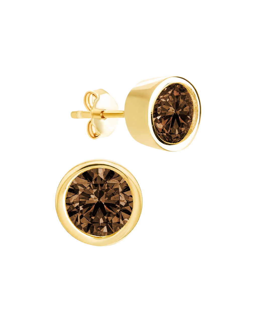 Sterling Silver Helene Chocolate Bezel Stud Earrings