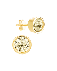 Sterling Silver Helene Light Yellow Bezel Stud Earrings