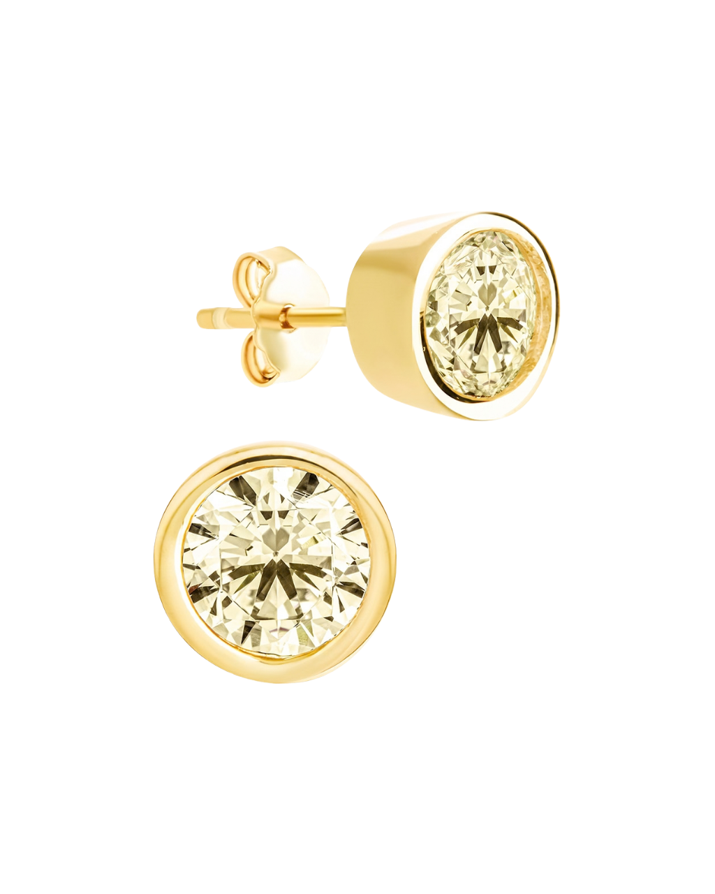 Sterling Silver Helene Light Yellow Bezel Stud Earrings