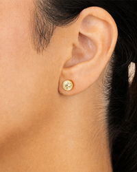 Sterling Silver Helene Light Yellow Bezel Stud Earrings
