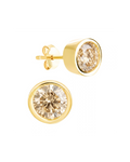 Sterling Silver Helene Champagne Bezel Stud Earrings