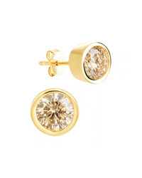 Sterling Silver Helene Champagne Bezel Stud Earrings