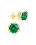 Sterling Silver Helene Emerald Bezel Stud Earrings