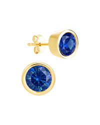 Sterling Silver Helene Sapphire Bezel Stud Earrings