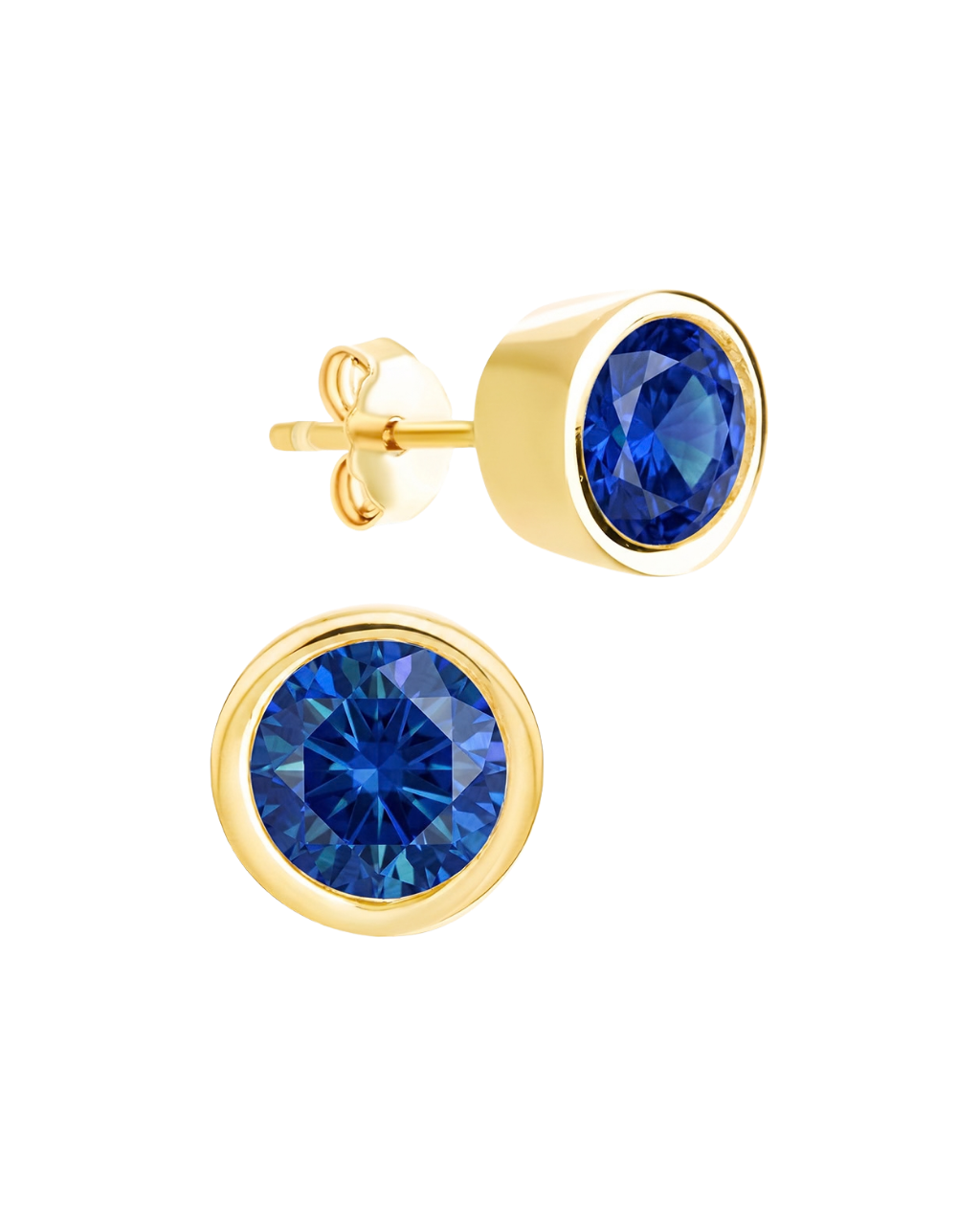 Sterling Silver Helene Sapphire Bezel Stud Earrings