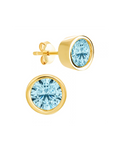 Sterling Silver Helene Aquamarine Bezel Stud Earrings