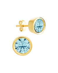 Sterling Silver Helene Aquamarine Bezel Stud Earrings