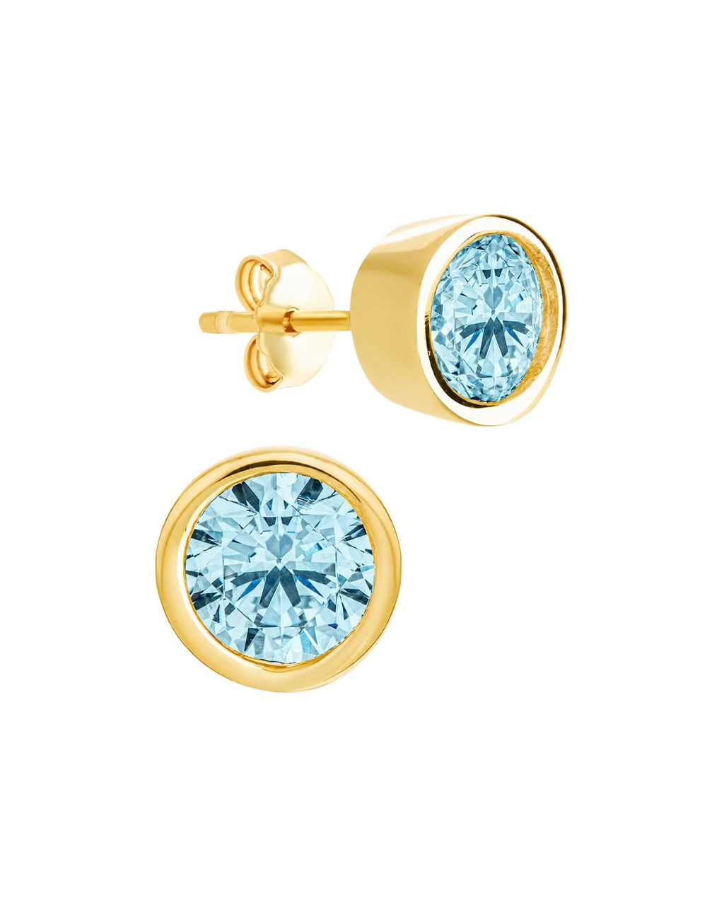 Sterling Silver Helene Aquamarine Bezel Stud Earrings