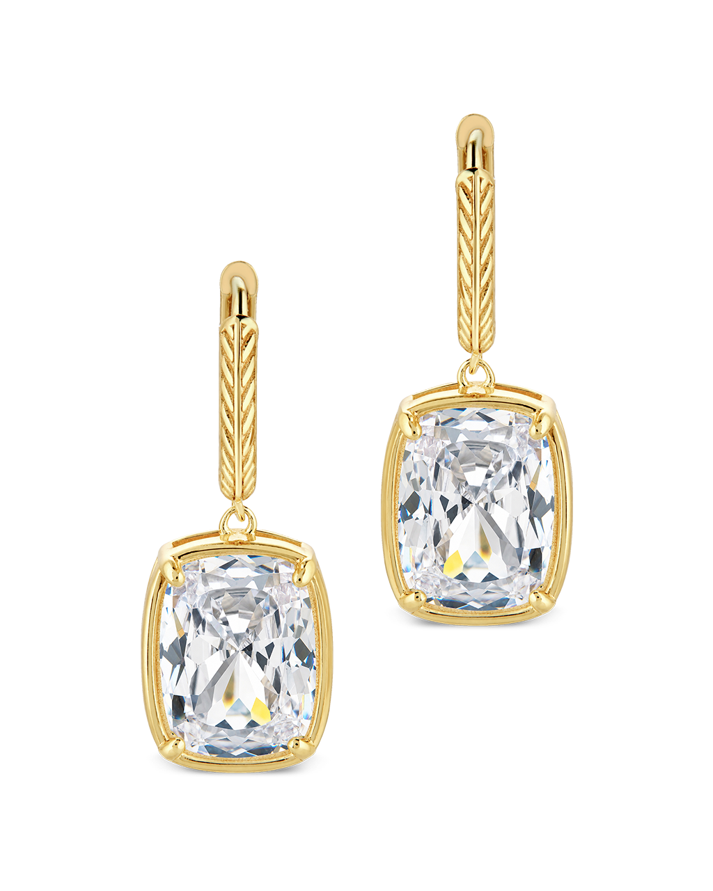 Sterling Silver Elongated Cushion Micro Hoops