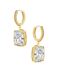 Sterling Silver Elongated Cushion Micro Hoops