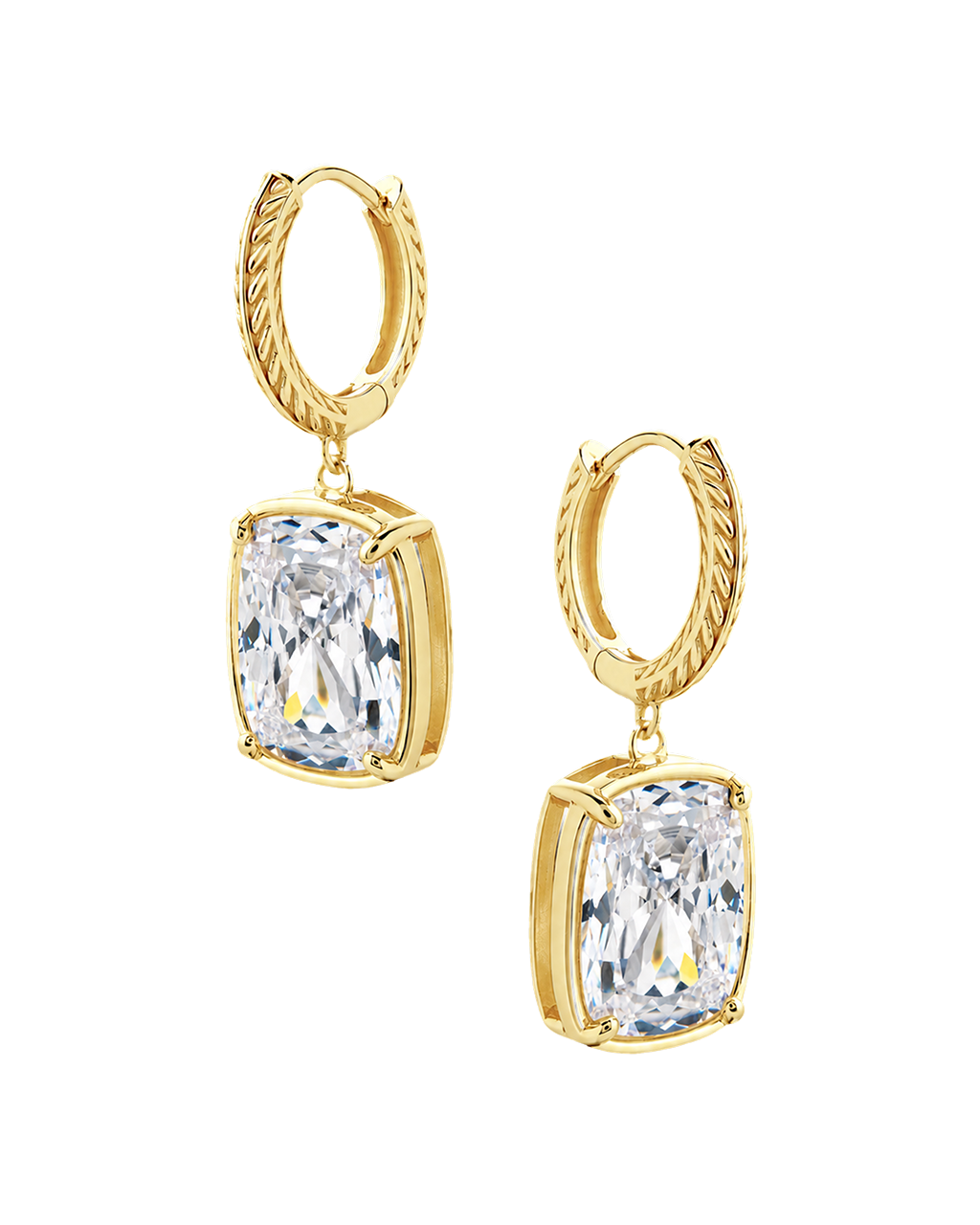 Sterling Silver Elongated Cushion Micro Hoops
