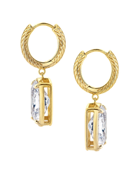 Sterling Silver Elongated Cushion Micro Hoops
