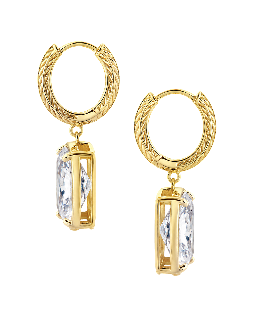 Sterling Silver Elongated Cushion Micro Hoops